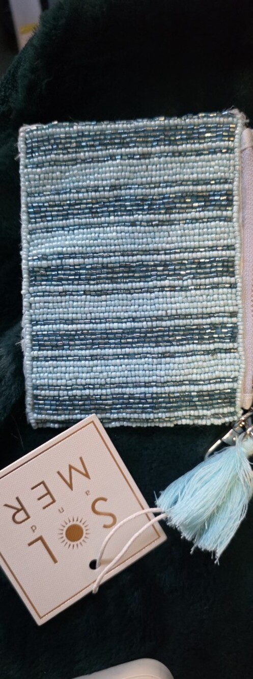 Playful Beaded Swimmers Shoulder Bag in Multi-Color W/Matching Coin Purse Set. - Picture 6 of 10